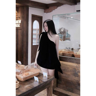  SÉT VÁY NHUNG LỆCH VAI BUỘC NƠ VAI XẺ TÀ DÁNG BÍ VÁY ĐI CHƠI ĐI TIỆC PHONG CÁCH TIỂU THƯ SANG CHẢNH V15 KÈM ẢNH SÀN  