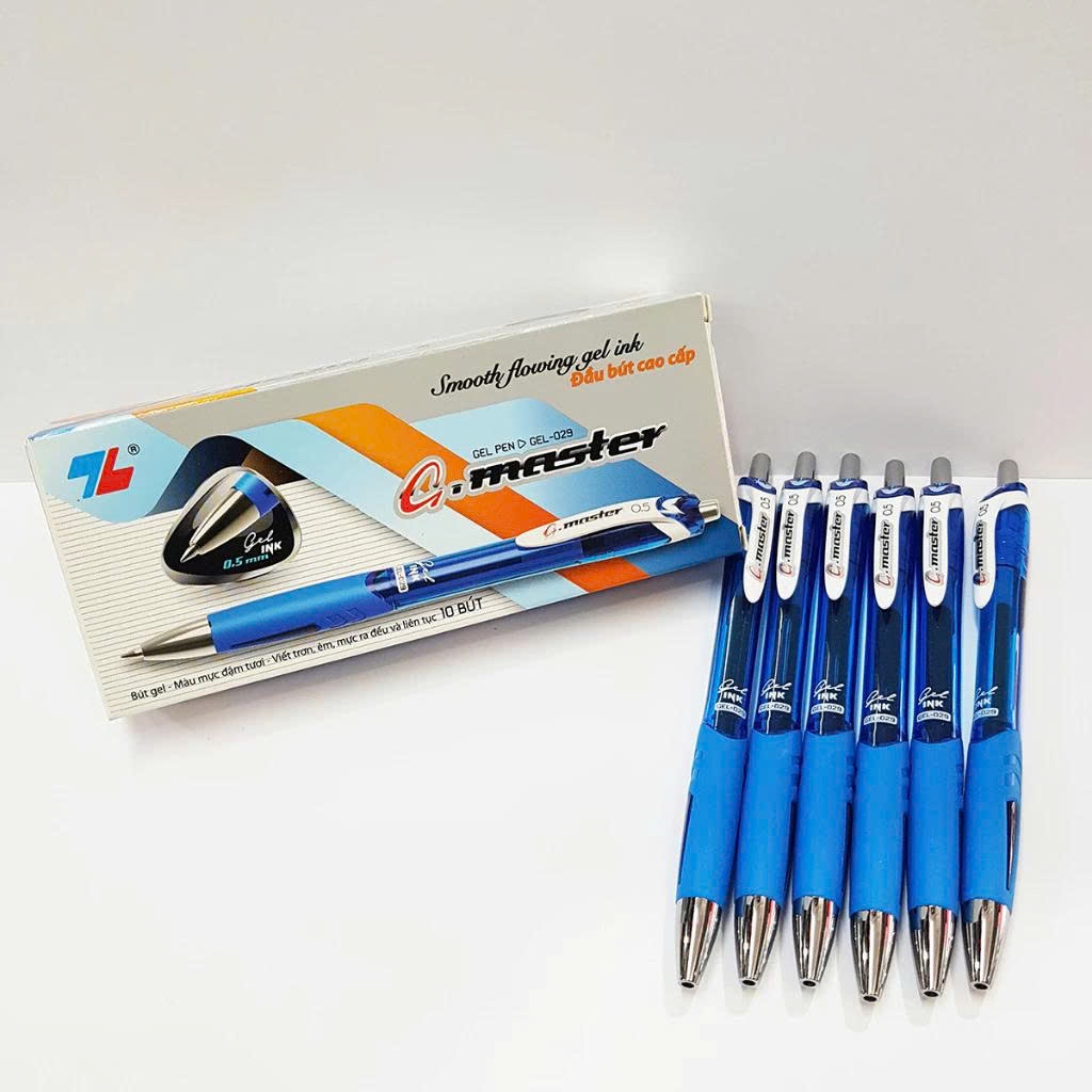 Bút Gel Thiên Long Gel-029 Ngòi 0.5mm Có Đệm Tay (1 Hôp 10 Cây - Mực Xanh)