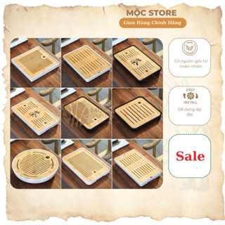 Khay trà tre, khay trà đạo phong cách Nhật Bản khay đựng ấm chén có khay hứng nước tiện lợi cao cấp MỘC STORE