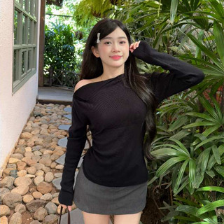 Áo Len Trễ Vai Kiểu Nữ Dáng Hở Vai Chi Tiết Dây Rút Ngang Eo Mùa Thu Đông Kimee - L909