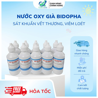 (Combo 10 chai) Nước Oxy Già BIDOPHA 3% sát khuẩn vết thương, vết loét, viêm miệng 60ml (10 chai/lốc)