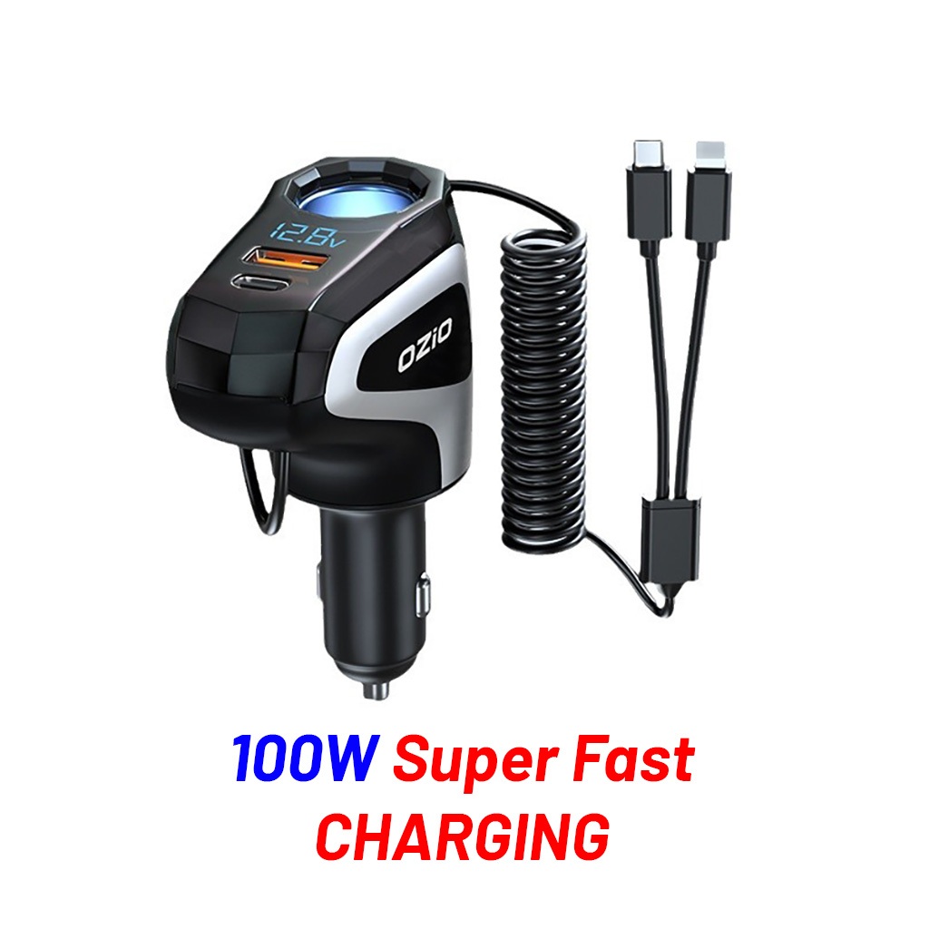 Tẩu Sạc Điện Thoại Ô Tô Xe Hơi Siêu Nhanh CAO CẤP BUWEI Kèm Dây Hỗ Trợ PD 100W, SCP, AFC, FCP