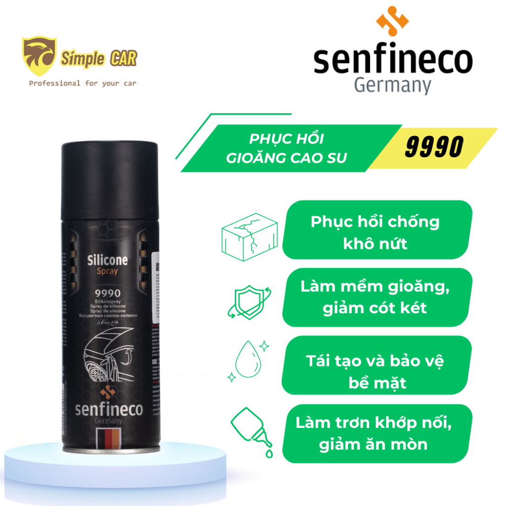 Senfineco 9990 - Xịt Dưỡng và Phục Hồi Gioăng Cao Su Ô Tô, Xe Hơi