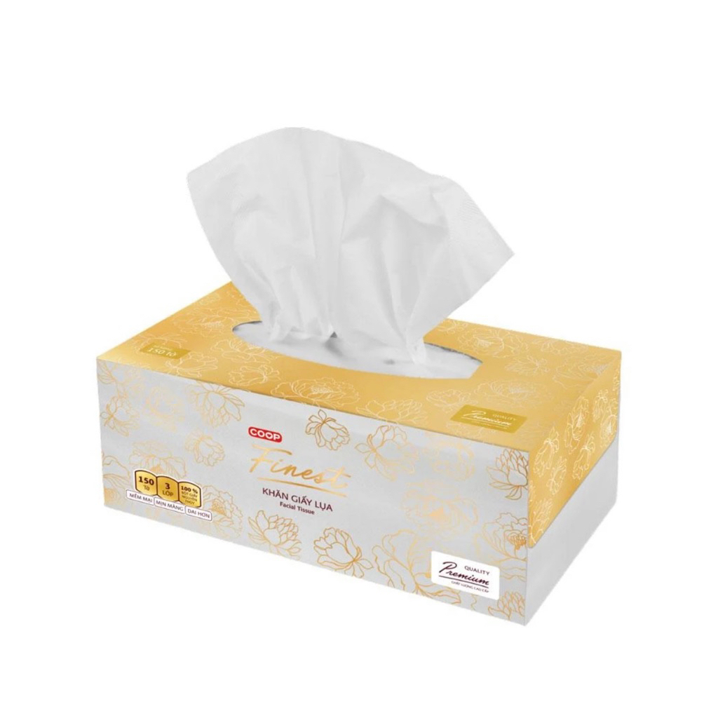 Khăn giấy hộp Co.op Finest 3 lớp 150 tờ