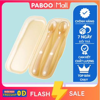  2 Thìa ăn dặm cho bé PABOO silicon cao cấp đạt chuẩn quốc tế độ bền cao đồng hành cùng bé trong mọi bữa ăn 