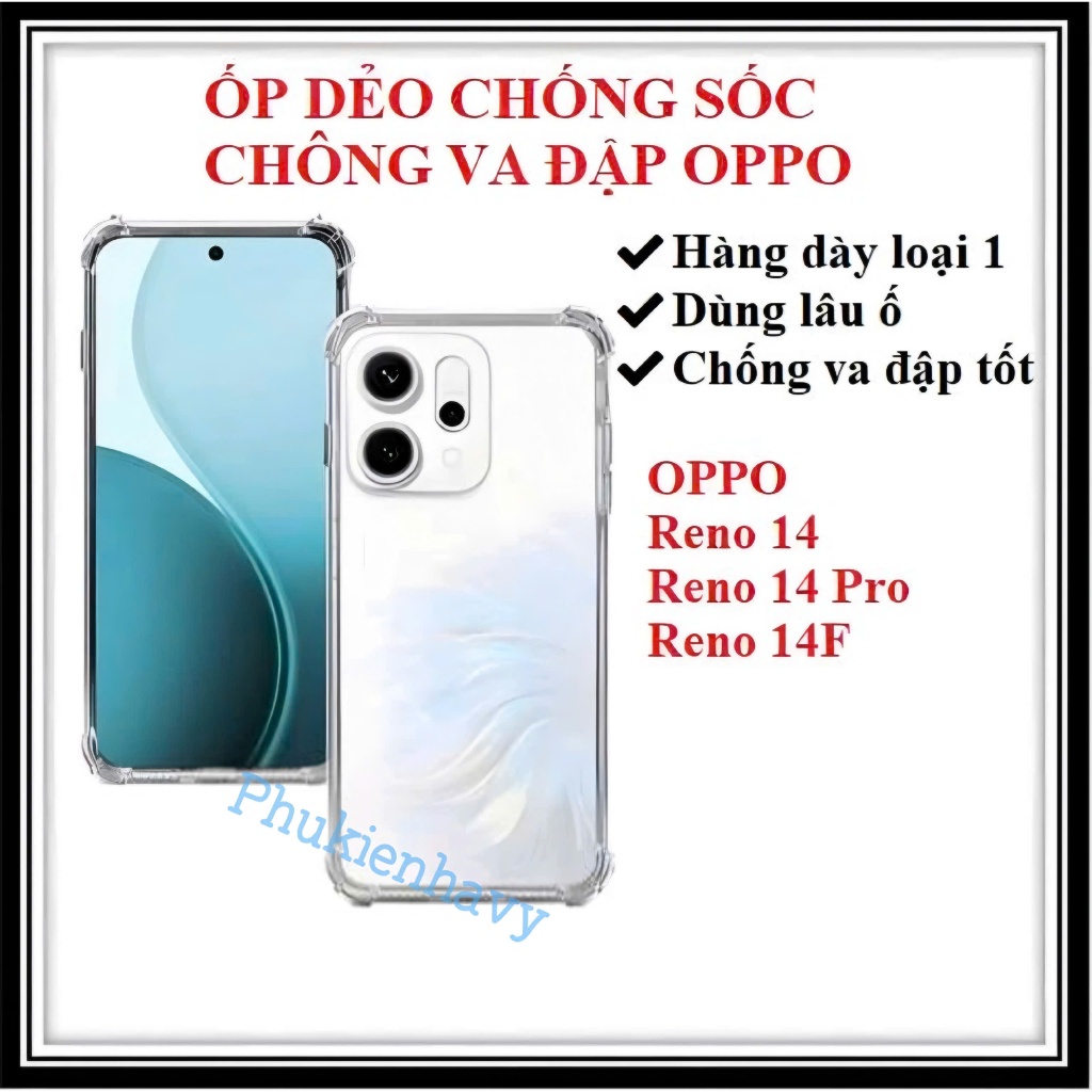 Ốp lưng silicon chống sốc chống va đập Oppo Reno 16 Reno 16F Reno 16 Pro Oppo Reno 14 Reno 14F Reno 