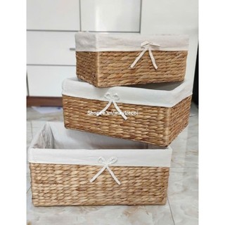 Xưởng sỉ Giỏ lục bình đựng đồ kiểu đan mắt na