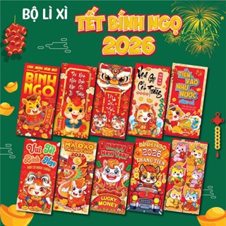 Phong Bao Lì Xì Đỏ Dễ Thương 2026 Bình Ngọ - Set 50/100/200 Giấy C150