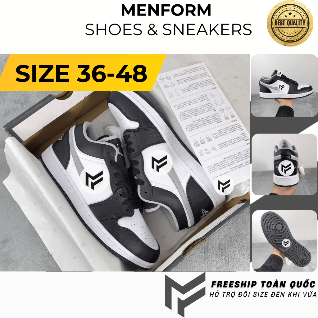 [BIGSIZE 36-48] Giày sneaker nam nữ cổ thấp xám đen, có big size 44 45 46 47 48 cho nam chân bè