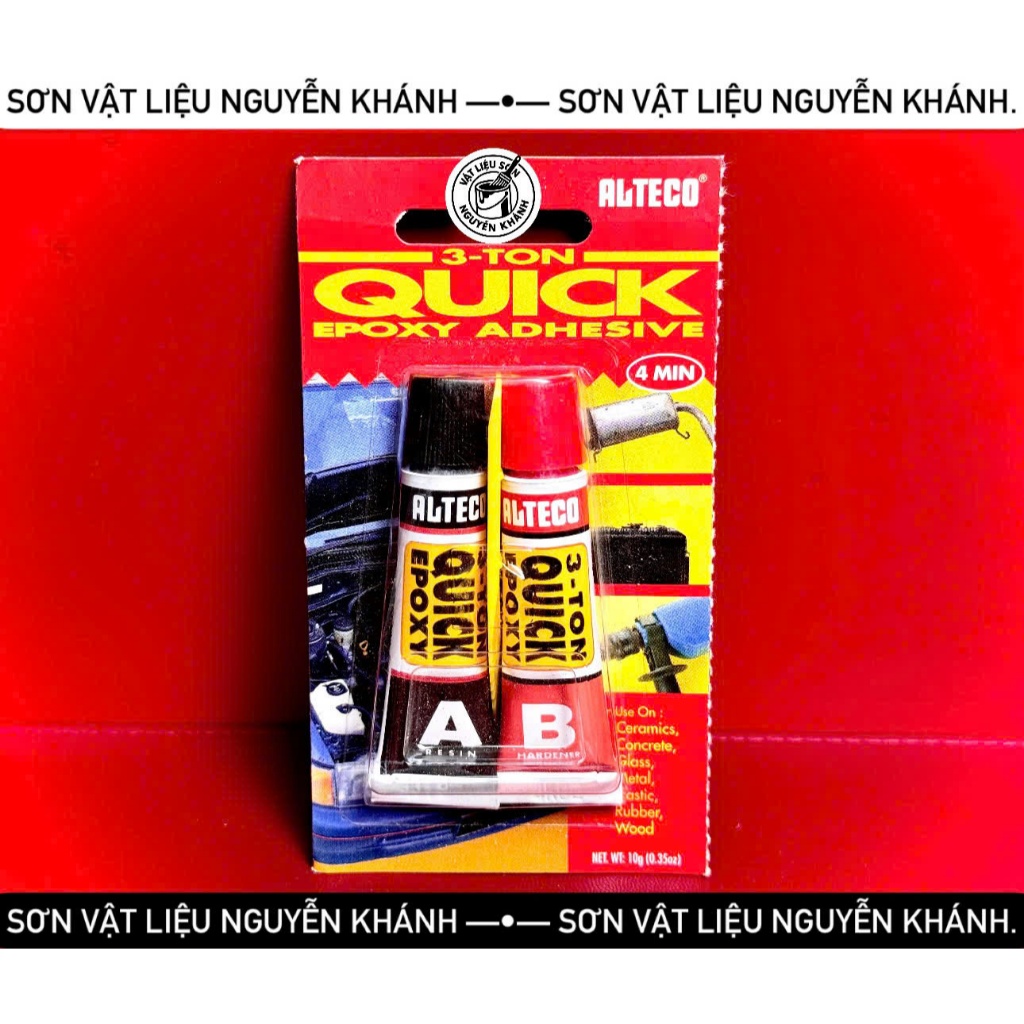Keo dán Epoxy 2 thành phần Alteco 3-Ton Quick – Khô nhanh 4 phút, siêu dính kim loại, gỗ, kính, nhựa, gốm