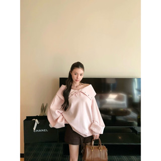   DEAL MỞ BÁN  Áo nỉ trễ vai cổ bẻ fom rộng DoA Style áo nữ thu đông chất liệu nỉ 2 da không xù lông 