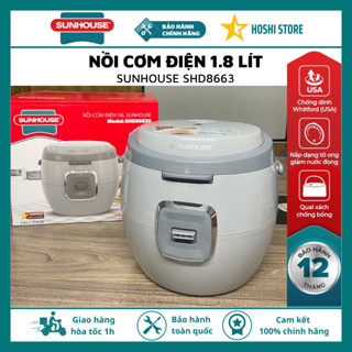 Nồi cơm điện cao cấp 1.8L SUNHOUSE SHD8663, nồi cơm điện quai xách chống bỏng, bảo hành 1 năm