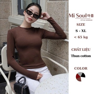  Áo Thun Tay Dài Cổ Tròn Basic BigSize MiSoul Áo Cotton Dài Tay Dáng Ôm Thu Đông 487 