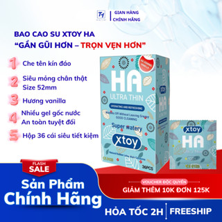  Bao cao su XTOY HA Ultra thin siêu mỏng siêu nhiều bôi trơn 2000mg gốc nước hộp 36 bcs 