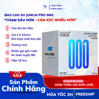 Bao cao su Juncai siêu mỏng cao cấp, kéo dài quan hệ, gân gai, bcs oio siêu mỏng nhiều gel - Hộp 10C
