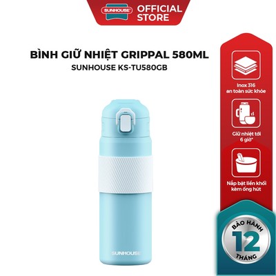 [OUTLET] Bình giữ nhiệt GripPal 580ml Sunhouse KS-TU580GB - Inox 316 cao cấp - Nắp bật liền thân - Giữ nhiệt tới 10h