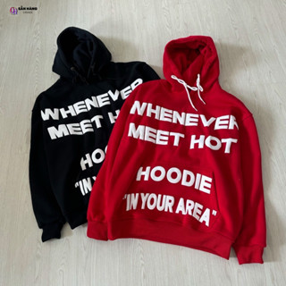 [ MẪU MỚI] Áo Hoodie Nam Nữ Whenever Chữ Nổi 3D phối nón 2 lớp nỉ PE Form Rộng Thu đông Unisex L1