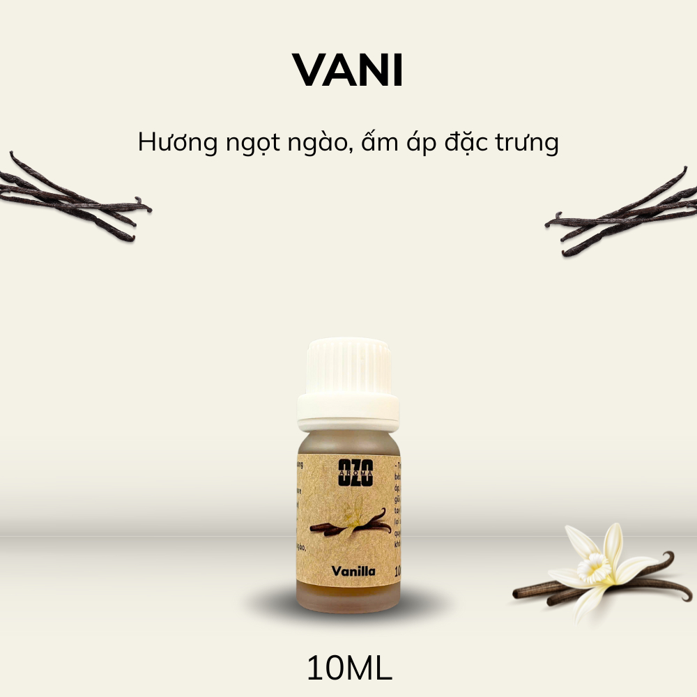 Hương Tinh Dầu Vani 10ml - Ozo Aroma - Hương Liệu Nhập Khẩu - Thơm Ngọt Béo Đậm