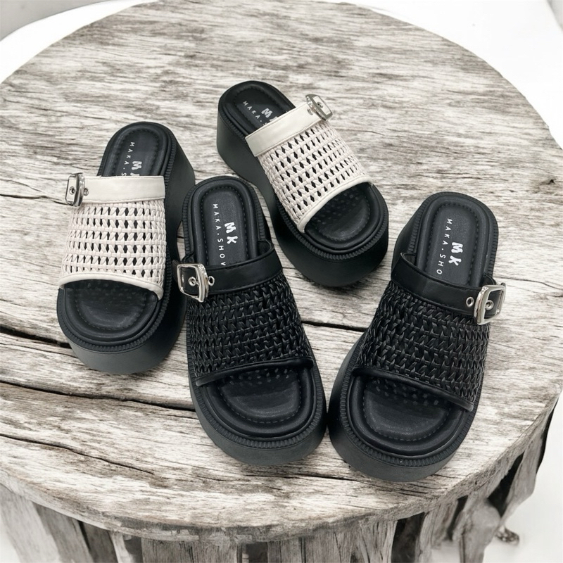 [CHÂN GẦY ỐM NÊN LÙI 1 SIZE] DÉP QUAI NGANG LƯỚI BÁNH MỲ 7PHÂN FULLBOX