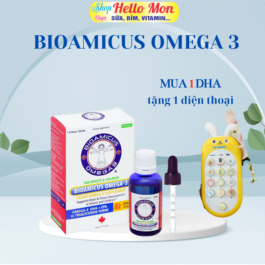 DHA Bioamicus omega 3 - bổ sung DHA , EPA giúp bé thông minh, sáng mắt