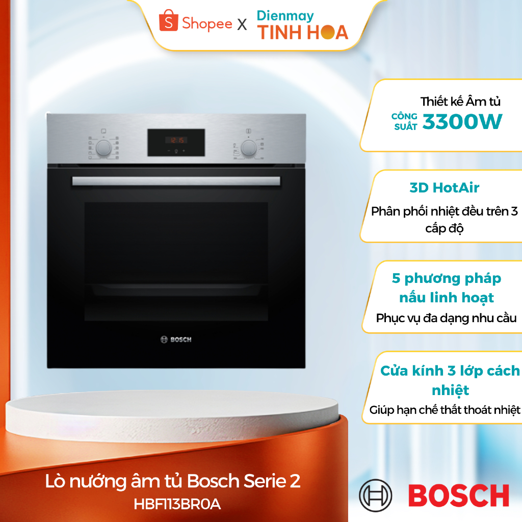 [Hỏa tốc 0đ HN HCM] Lò nướng Bosch HBF113BR0A - Hàng nhập khẩu chính hãng - Bảo hành 36 tháng