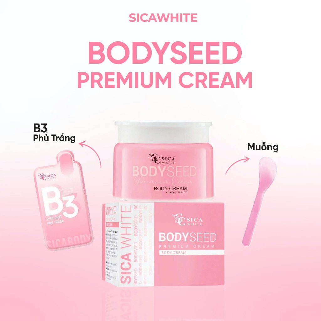 Tặng Phủ Trắng B3 - BODY SEED PREMIUM CREAM dưỡng trắng chuyên sâu, cải thiện độ đàn hồi và mềm mại 