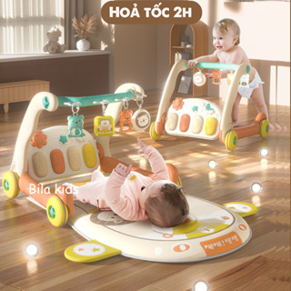 Thảm nhạc cho bé nằm chơi cao cấp kiêm xe đẩy tập đi, Có đàn Piano 3in1 Lula Kids
