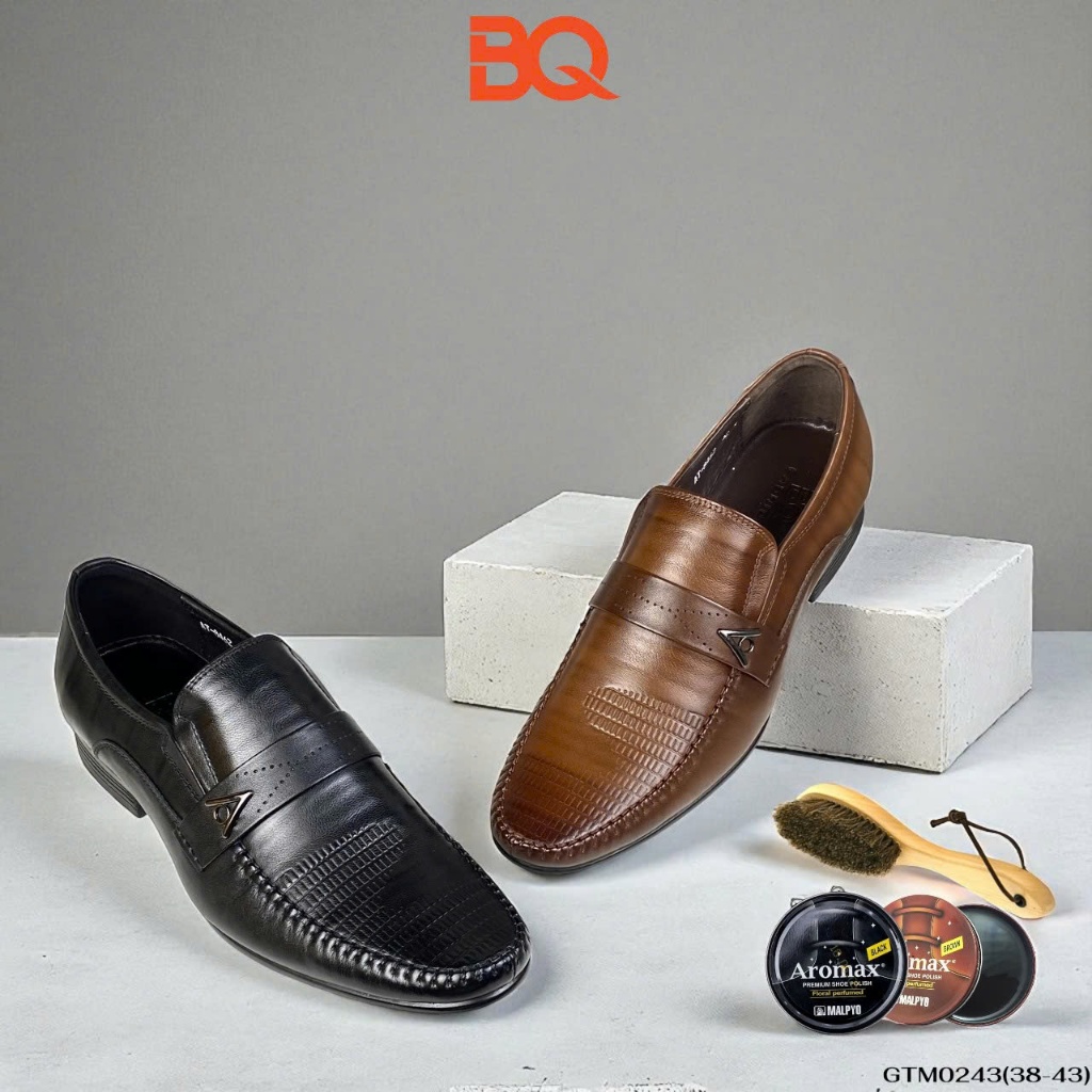 BQ | Giày tây nam da bò cao cấp size 38-43 giày công sở may viền chắc chắn đế cao su êm chân GTM0243