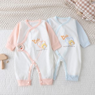  Body cotton dài tay Bodysuit cho bé trai bé gái sơ sinh mùa thu đông Áo liền quần cúc chéo SLT198 