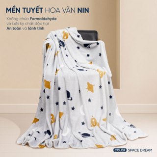 Mền tuyết NIN họa tiết kích thước 96x140cm, 1m3x2m,1m6x2m, 1m8x2m thích hợp cho bé mang đi học, đi làm nhiều màu