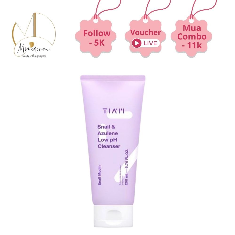 Sữa Rửa Mặt TIA’M Snail and Azulene Low pH Cleanser Dạng Gel, Làm Dịu Cho Da Nhạy Cảm 200ml