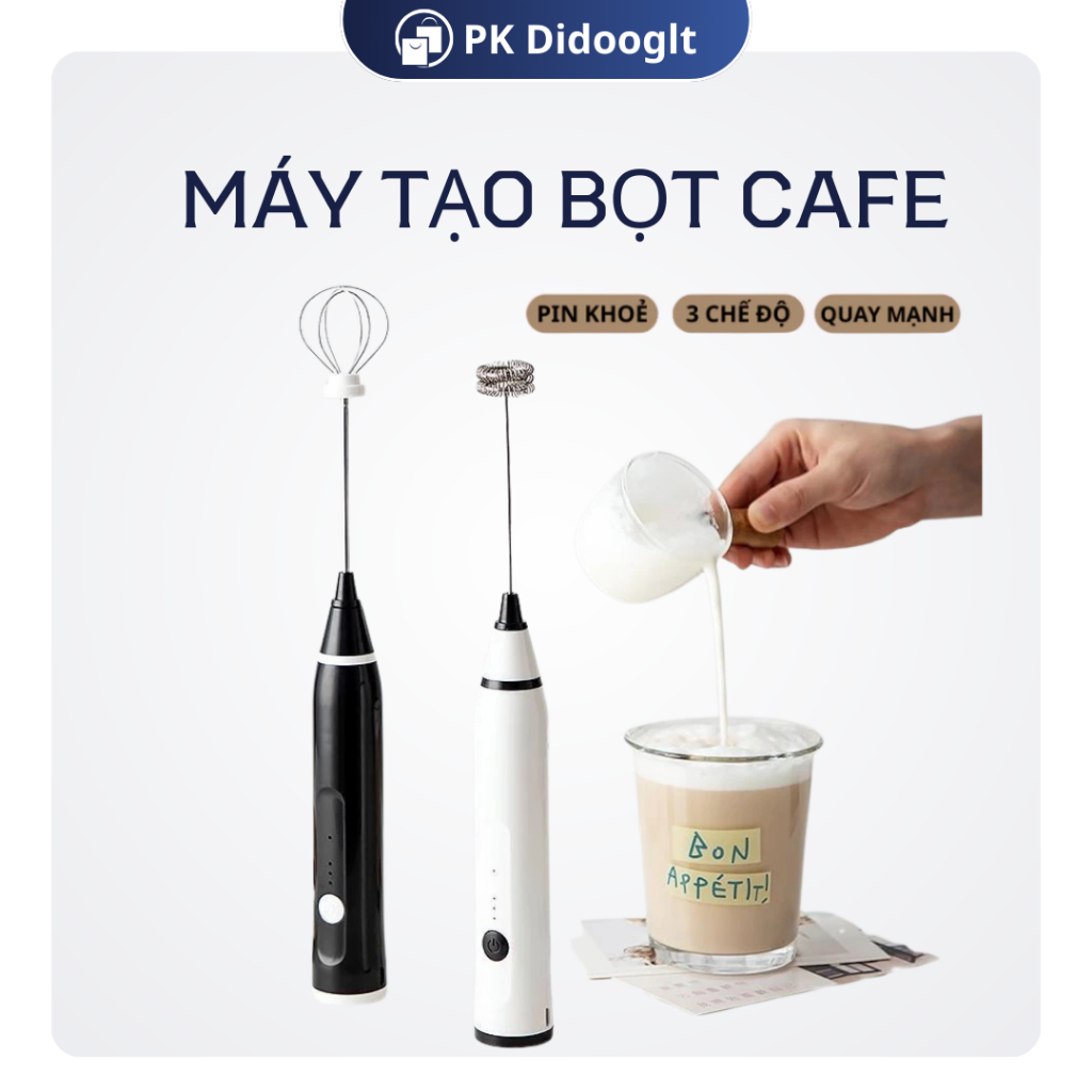 Máy tạo bọt cafe DIDOOGLT máy đánh trứng mini cầm tay sạc USB 3 tốc độ sử dụng pin sạc cao cấp