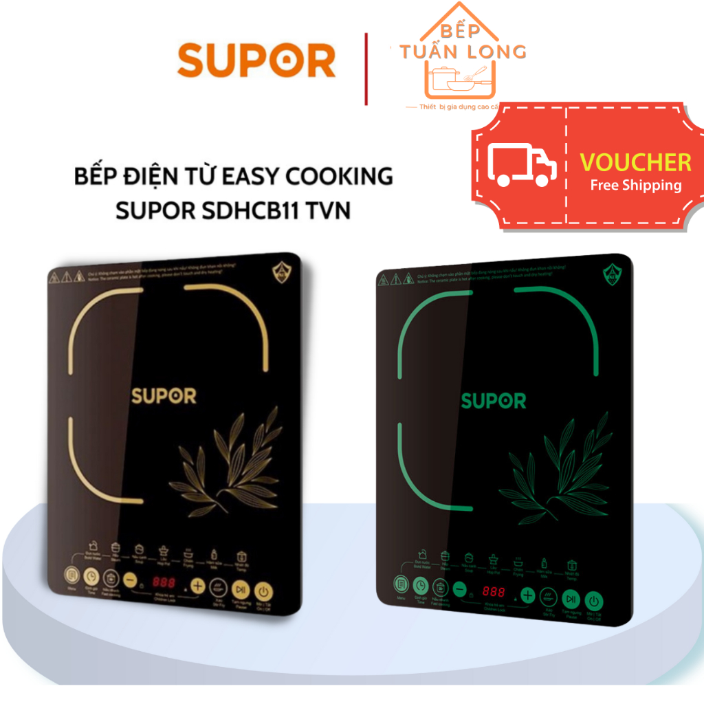 Bếp Từ Đơn Cảm Ứng Chính Hãng SUPOR SDHCB11TVN không kèm nồi, Mặt Kính Chịu Lực 2100w, BH 1 Năm, 09 