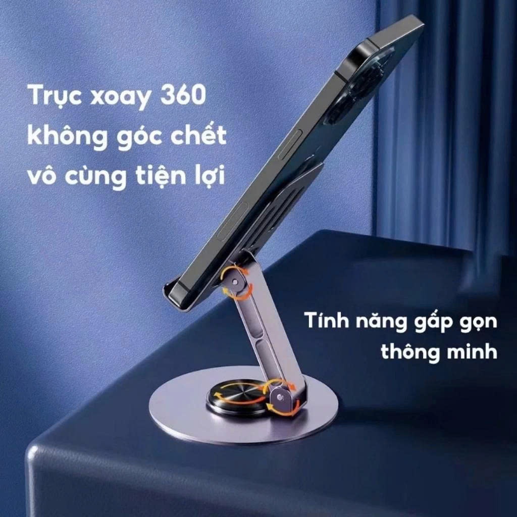 Giá Đỡ Điện Thoại Máy Tính Bảng Để Bàn Kim Loại Xoay 360, Chắc Chắn Có Thể Gấp Gọn 88522 CR7