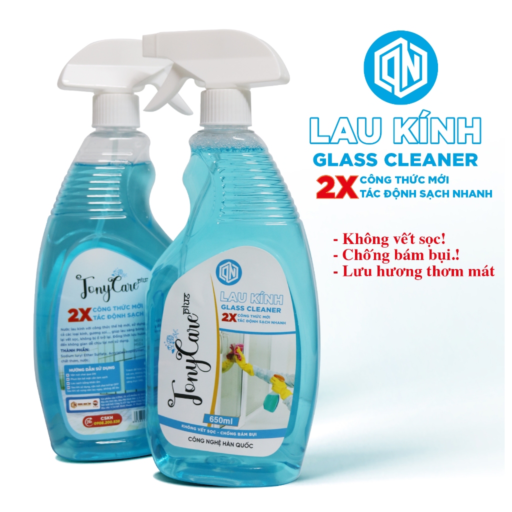 Nước Lau Kính TonyCare 650ml – Sạch Bóng Không Vết Sọc – Chống Bám Bụi – Thơm Mát