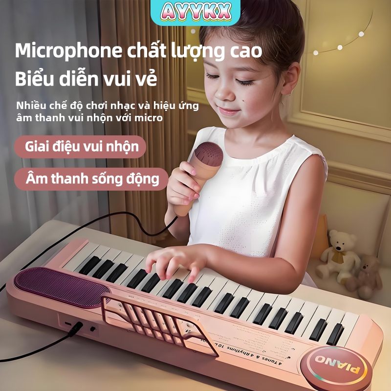 Đàn piano đồ chơi trẻ em điện tử kèm microAYYKX, organ mini nhiều phím, nhạc cụ giáo dục cho bé