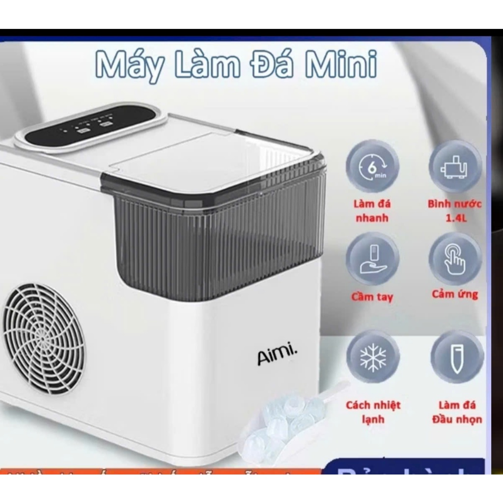 (BẢN NÂNG CẤP) Aimi-Máy Làm Đá Viên Tự Động Siêu , 6-8 Phút Nút Cảm Ứng, Máy Làm Đá Mini