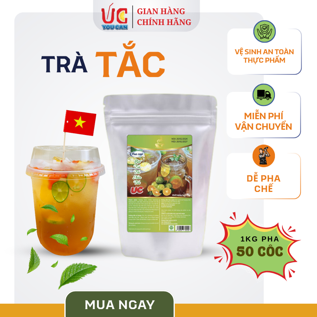  1Kg Pha 50Ly Trà Tắc Hòa Tan UC Thơm Ngon Chuẩn Vị,Dễ Pha Không Cần Ủ Trà Trà Xanh 