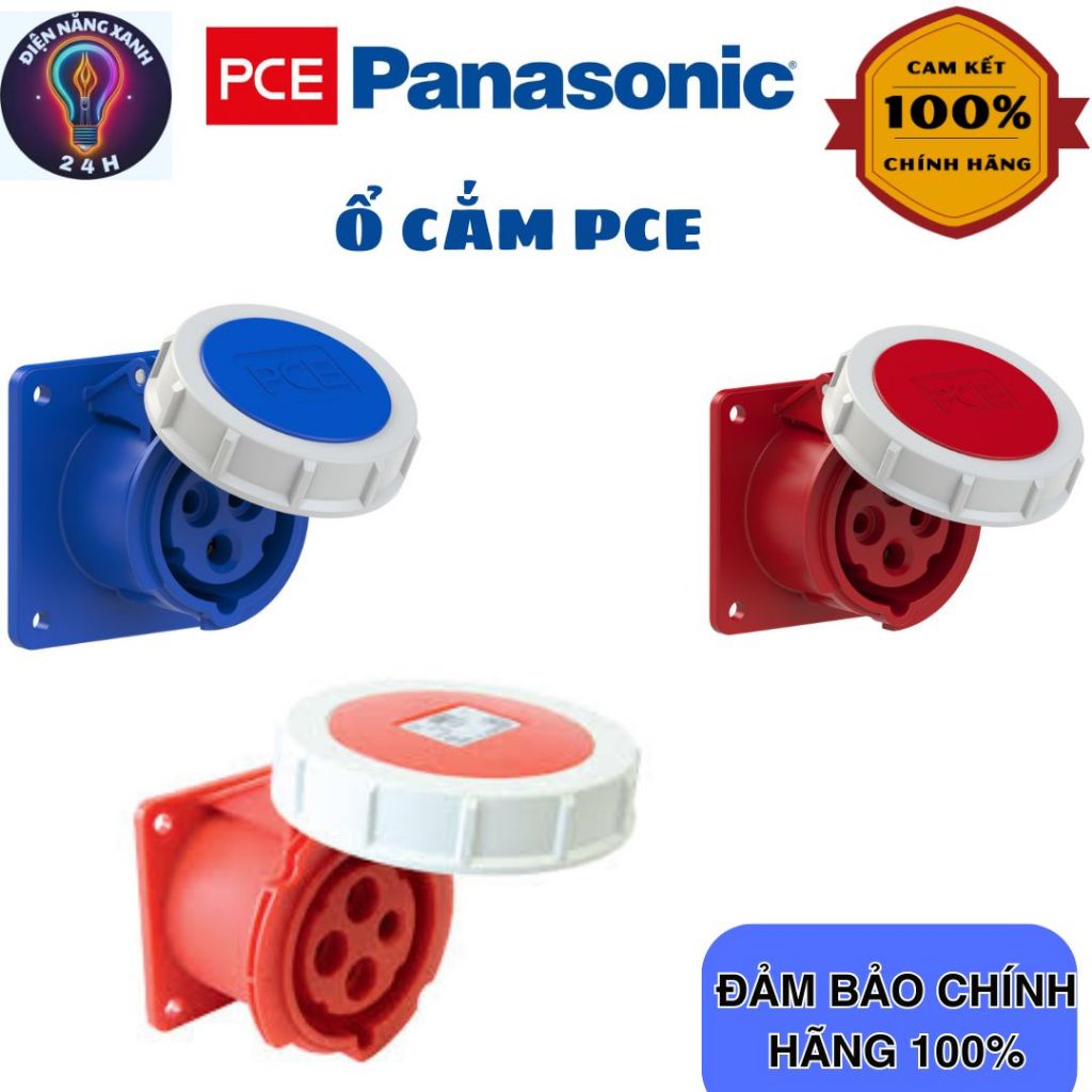 Ổ Cắm Gắn Âm Dạng Thẳng(F3132-6) 3,4,5 Pha 16A & 32A 230-400V IP67, Chính Hãng Pce