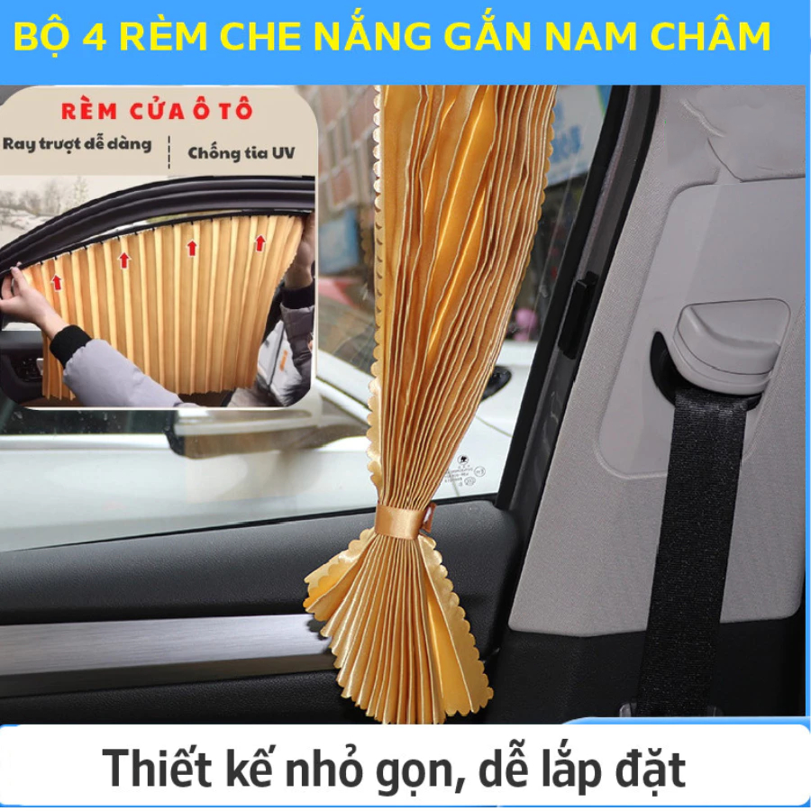 Bộ 4 Rèm Che Nắng Xe Ô Tô, Rèm Vải Che Nắng Ô Tô (có dây buộc)