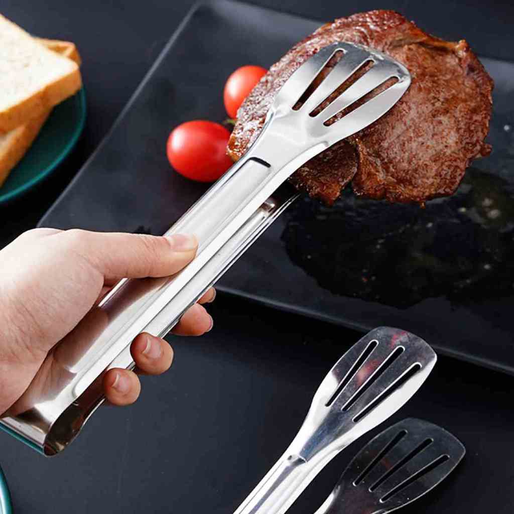 Kẹp gắp thức ăn inox Dụng cụ gắp đồ nướng đồ ăn, gắp đá nhà bếp nhà hàng có đầu khía-DREAM