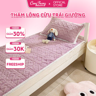 Thảm lông cừu trải giường, thảm nỉ nhung trải giường hoạt tiết - (Chất Liệu Bông Trắng) - TCL