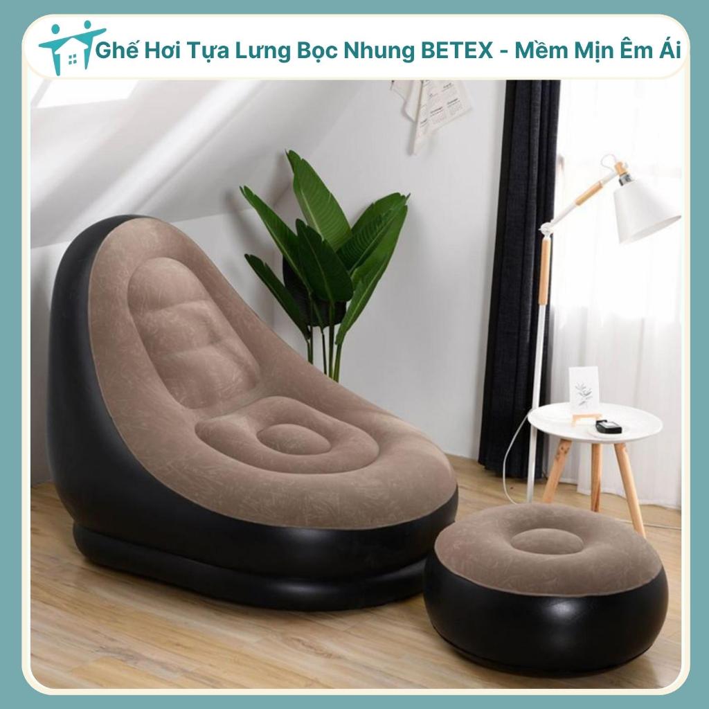 Ghế Hơi Tựa Lưng Bọc Nhung BETEX - Mềm Mịn Êm Ái, Có Đệm Hơi Lót Chân Cao Cấp Chịu Trọng Tải 150kg