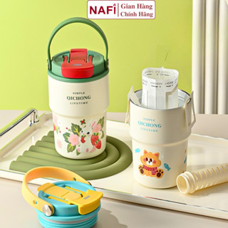 Cốc giữ nhiệt tráng sứ có quai cầm NAFI Ly giữ nhiệt 450ml chất liệu phủ sứ an toàn giữ nhiệt nóng lạnh 12h