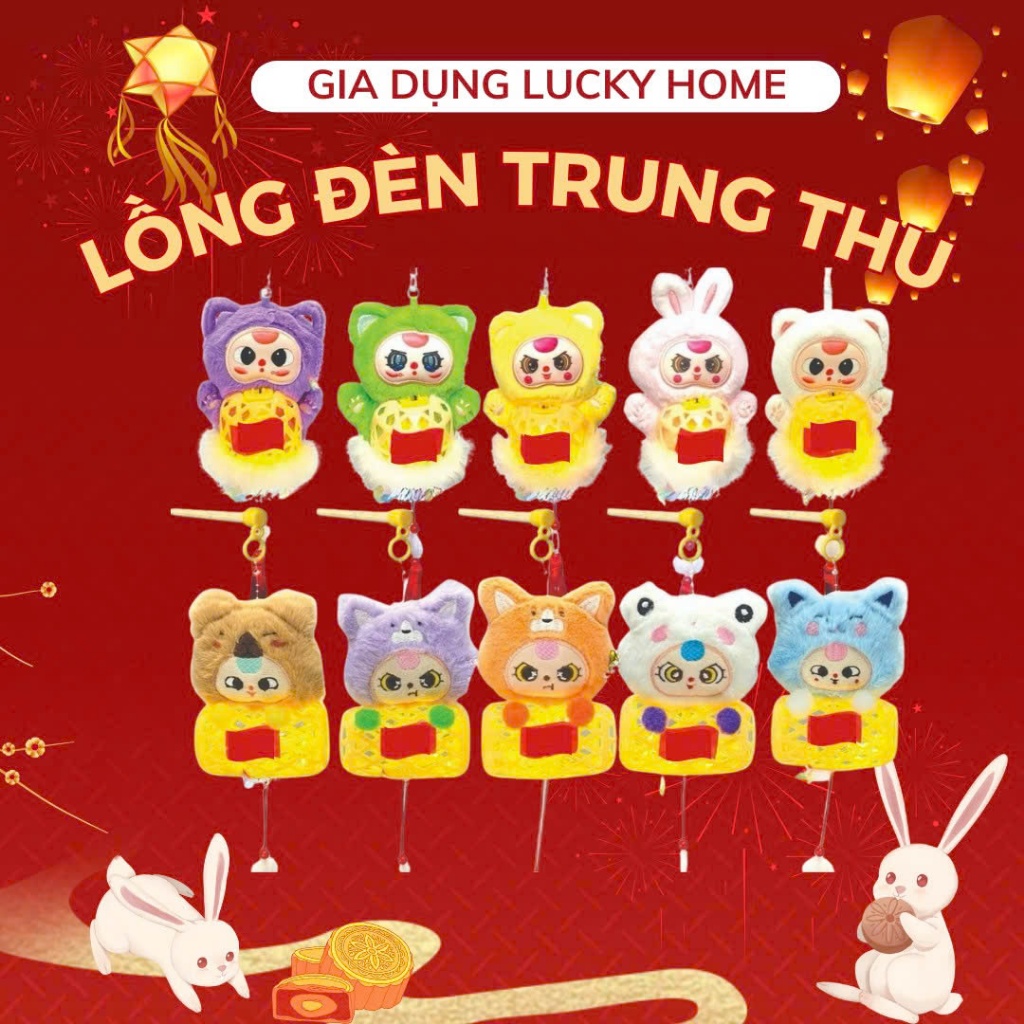 ĐÈN LỒNG TRUNG THU Giỏ Mây Hình Nón Lá, Đèn lồng thỏ ngọc, Lồng đèn labubu