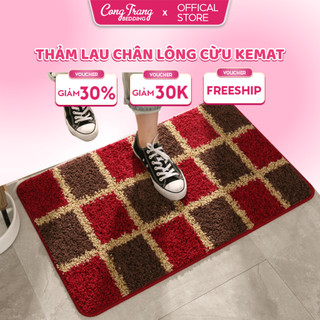 Thảm Chùi Chân CongTrang Bedding Lông Cừu KEMAT, Màu Sắc Hiện Đại Chống Trơn Trượt, Thấm Hút Nước Kích Thước 40cmx60cm