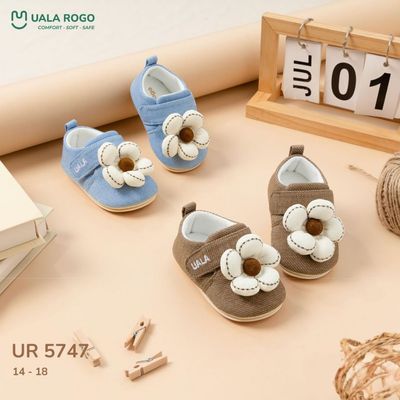Giày tập đi cho bé Ualarogo đế cao su chống trượt an toàn quai dán điều chỉnh bảo vệ ngón chân 5747