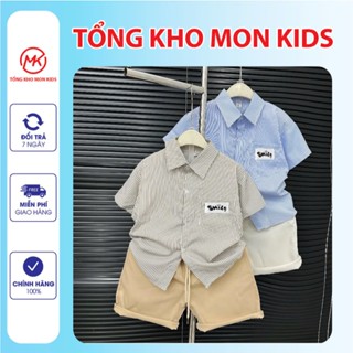  Bộ quần áo sơ mi kẻ quần kaki mềm mại đứng form 2 màu kẻ xanh và kẻ nâu cho bé trai từ 17-60kg 