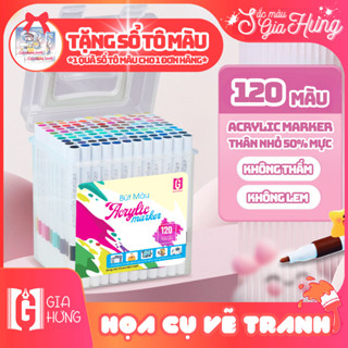 [TẶNG QUÀ] Bút Màu Acrylic 120 Cây Cao Cấp Gia Hưng Đè Màu Nhiều Lớp Nhiều Chất Liệu, Không Lem Thấm