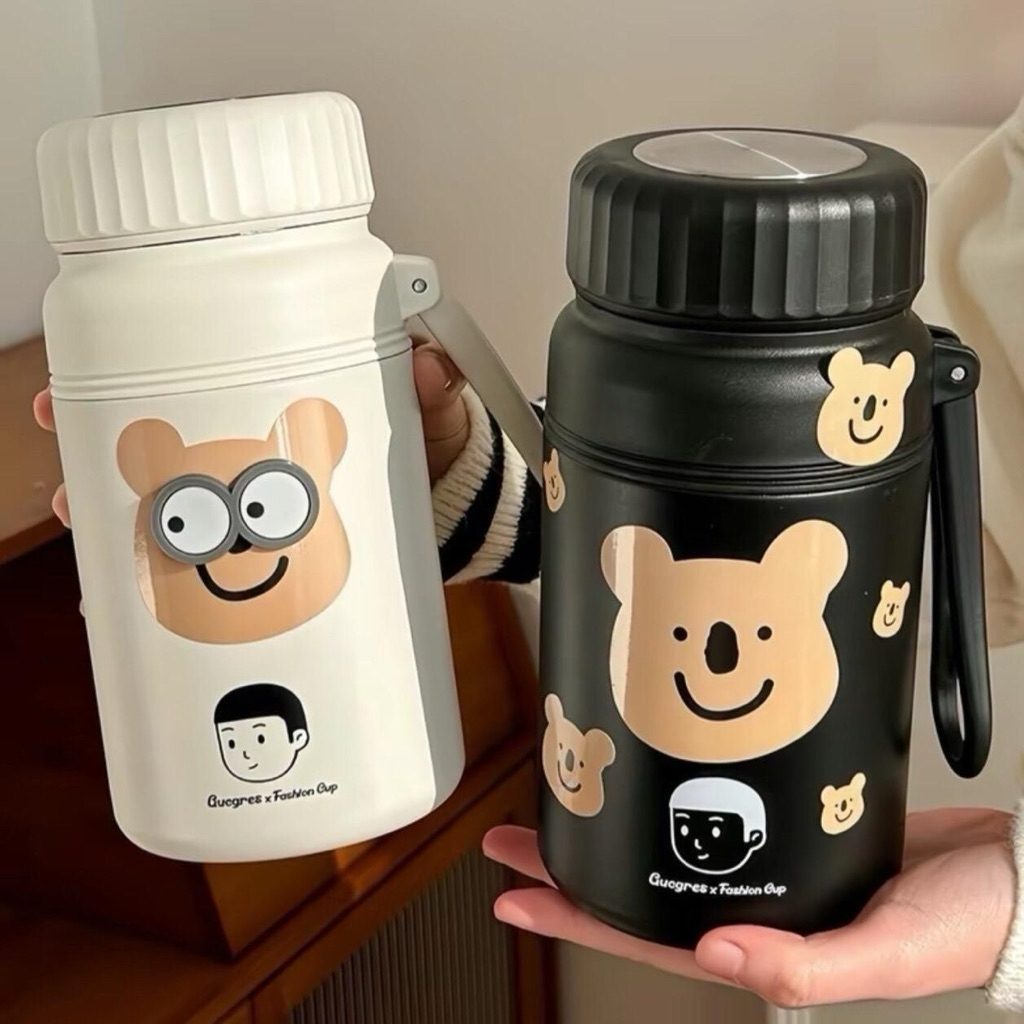 (HOT)Bình nước giữ nhiệt Gấu Nâu 1000ml, inox 316 có lưới lọc trà giữ nhiệt nóng lạnh,Cốc giữ nhiệt 